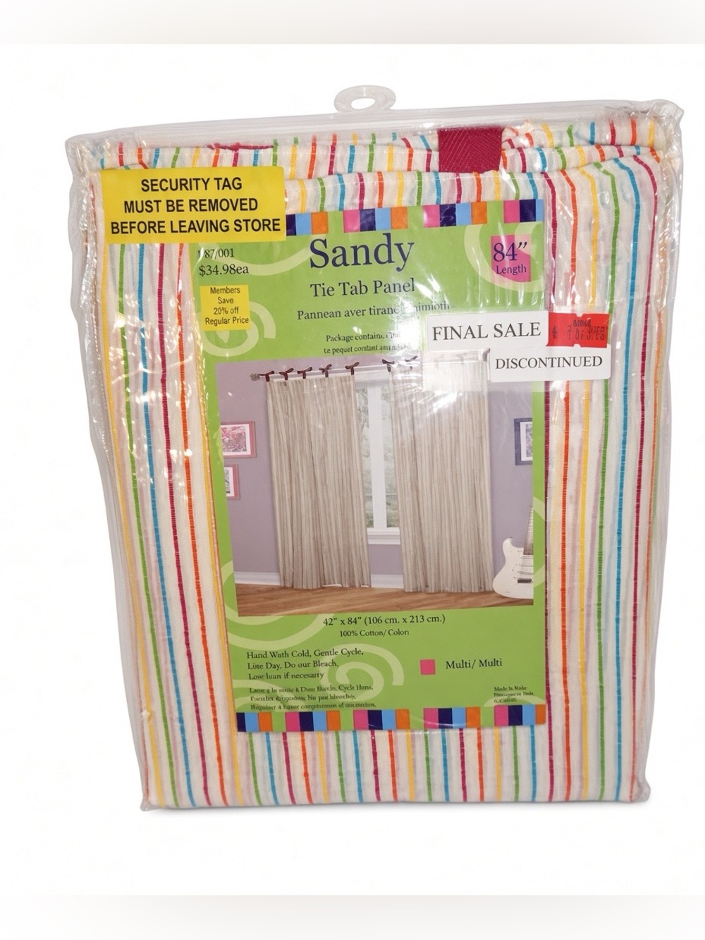 Multi-Color Stripes Panel Curtain Vintage Drape